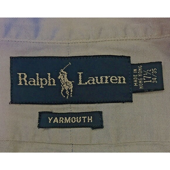 Ralph Lauren Yarmouth Blue Chambray Long Sleeve Button Down Mens 17.5 Polo Shirt - Picture 10 of 10